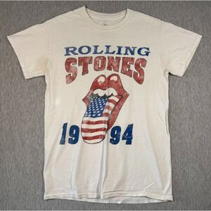 Rolling Stones Voodoo Lounge 1994 Tour Tee Small White Band Shirt Front Back Hit